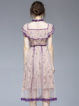 Broken Lace Stitching Gauze Dress