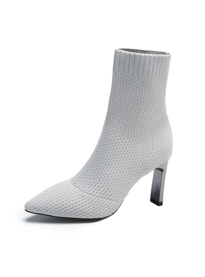 Women Stretch Fabric Elastic Stilettos Heel Pointed Toe