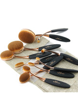 10 pcs Rose Gold Oval Makeup Brushes Extremely