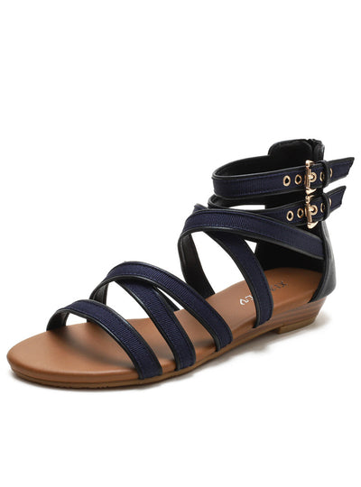 Cross-toed Wedge Sandals