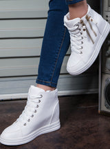 Leather Ladies High Top Heighten Shoes Warm 