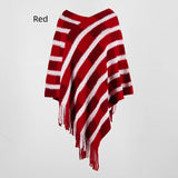 Women Fringe Sweater Cloak Plaid