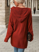 Women Hooded Sweater Cardigan Coat