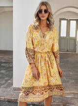 Bohemian Holiday Style Print Dress