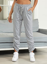 Grey Straight Solid Color Casual Pants