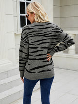 Striped Tiger Pattern Color Matching Sweater