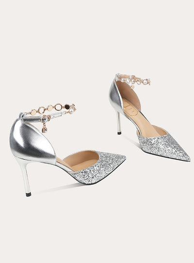 Sparkling Thin-heeled Pearl Crystal Shoes