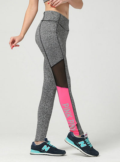 Leggings Push Up Bodybuilding Pants Letter Pink