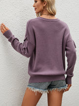 Women Lace Up Pullover sweater