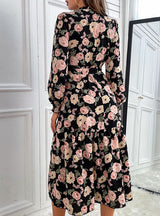 Chiffon Printed Long Sleeve Dress