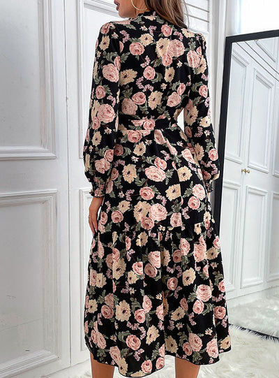 Chiffon Printed Long Sleeve Dress