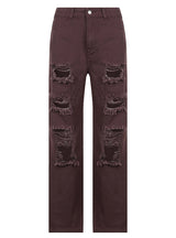 Straight Holes High Waist Jeans