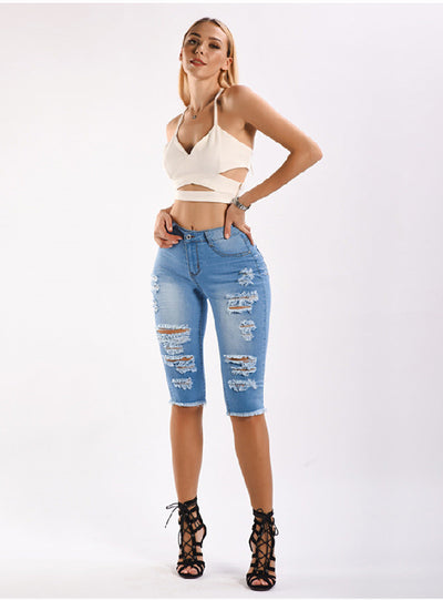 Stretch Holes Short Jeans