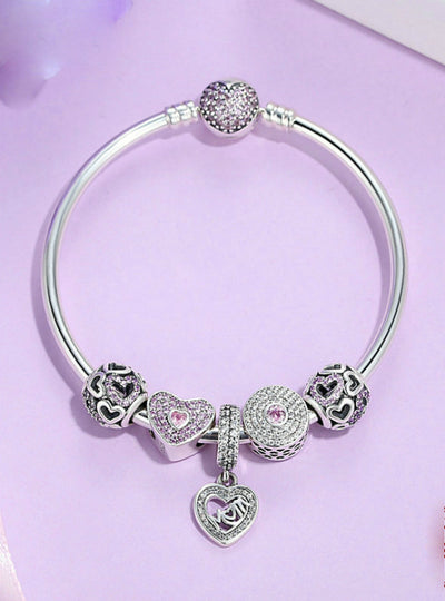 925 Sterling Silver Heart Bangles & Bracelet 
