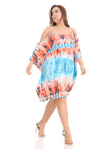 Tie-dyed Knitted Dress Exposed Shoulder Hidden Meat