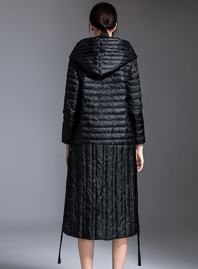 Thin Thin Slim Stitching Hooded Down Coat
