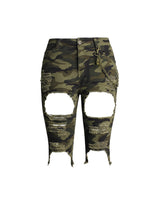 Stretch Camouflage Ripped Jeans