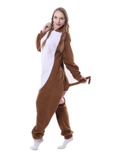 Brown Monkey Onesie Pajama Animal Sleepwear 