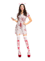 Women Halloween Grey Blood Nurse Outfit