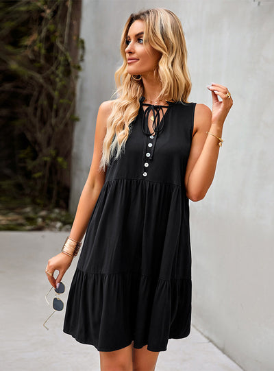 Solid Color A-line Casual Dress