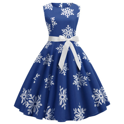 Snowflake Print Christmas Retro Dress