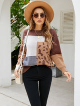 Color Matching Ladies Leopard Sweater