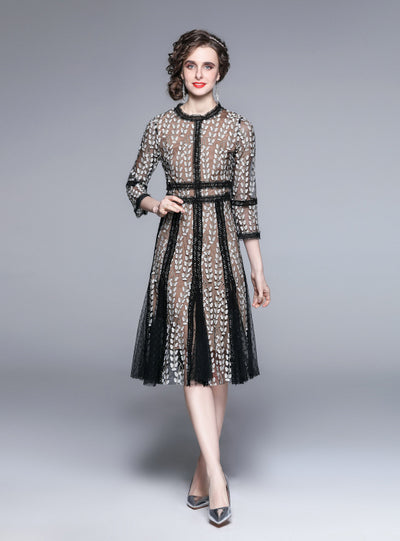 Mesh Embroidery Patchwork Dress