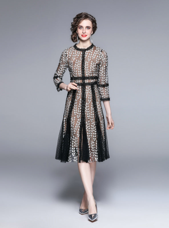 Mesh Embroidery Patchwork Dress