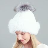 Warm Winter Fox Fur Hat Fox Fur Ball Hat