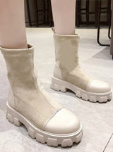 Ankle Boots Platform Shoes Women White Sock Boots