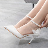 White Lace Flower Wedding Shoes