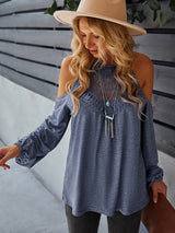 Lace Stitching Hollow Sexy T-shirt