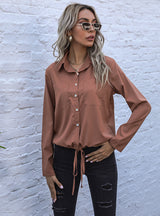 Long Sleeve Cardigan Lace-up Shirt