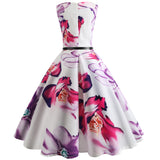 Retro Sleeveless Sexy Purple Print Dress