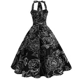 Retro Sleeveless Halter Print Dress