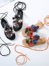 Lace Up Open Toe Sandals Handmade Rome 