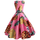 Pink Vintage Pineapple Print Dress
