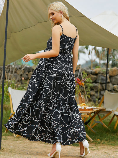 Mosaic V-neck Printed Big Swing Dress