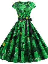 Round Neck Four-leaf Clover Dress