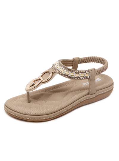 Beach Metal Rhinestone Flat Shoes
