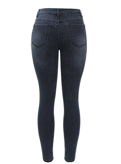 Torn Stretchy Denim Trousers Ripped Skinny Jeans 