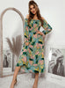 One-shoulder Long Sleeve Print Dress