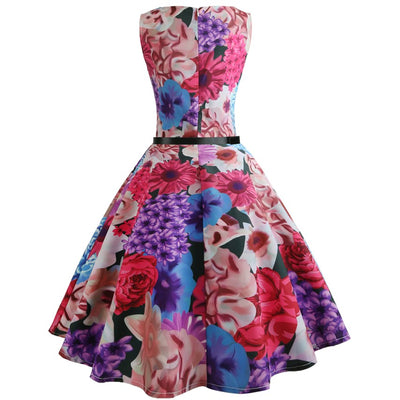 Women Print Retro Sleeveless Dress