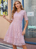 A-line Embroidered Lace V-neck Dress