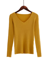 V Neck Sweater Knitted Fashion Womens Sweaters