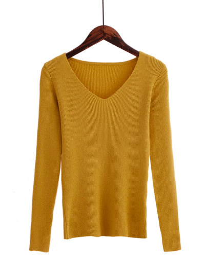 V Neck Sweater Knitted Fashion Womens Sweaters
