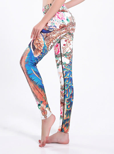 Sporting Clothes Peacock Printed Slim Legging