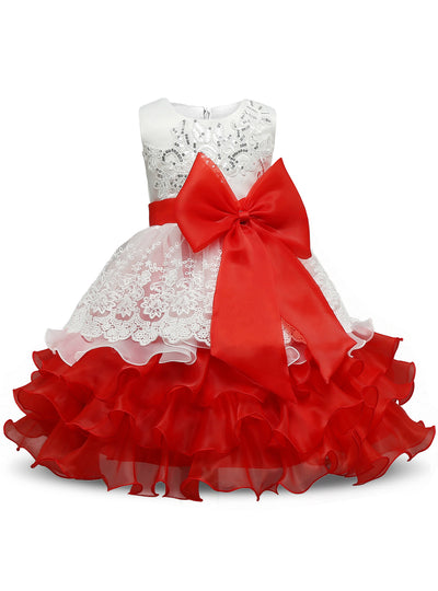 Sequin Formal Evening Gown Flower Princess Dress