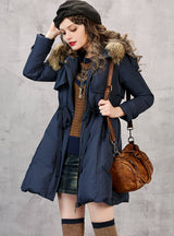 Duck Down Coat Hooded Parka With Raccoon Fur 