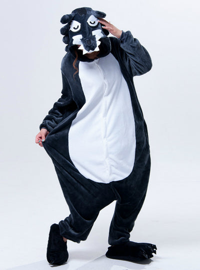 Flannel Cartoon Pajama Wolf Animal Onesie